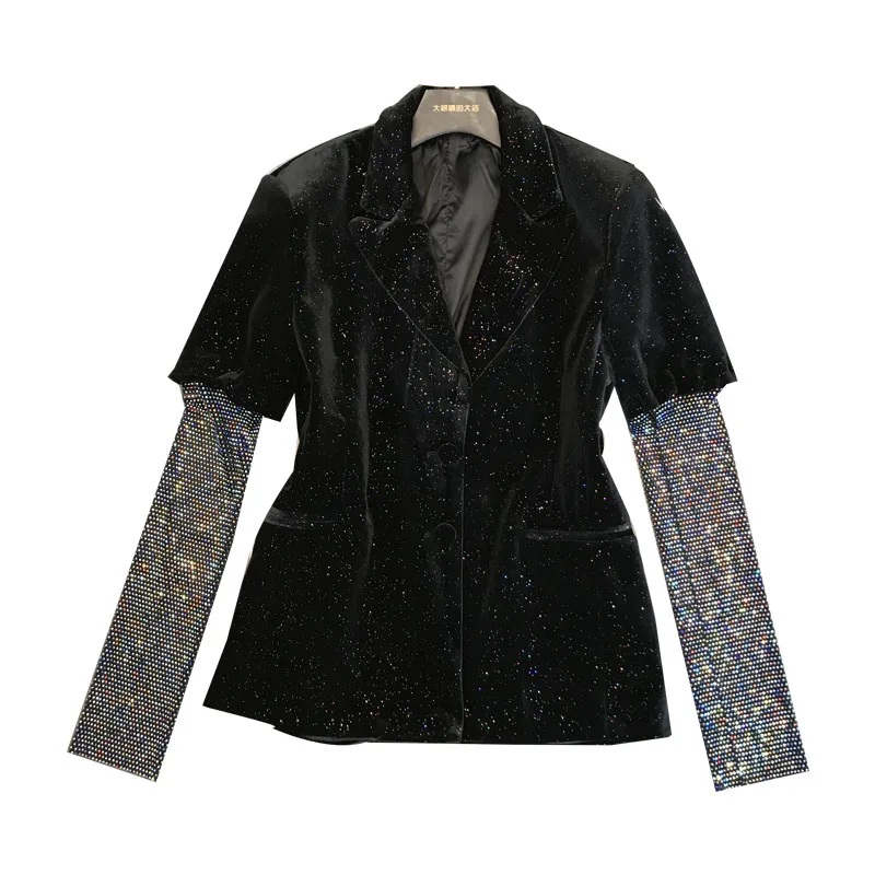 Куртка Новинка 2019 года сезон осень зима блестящий костюм с длинными рукавами и