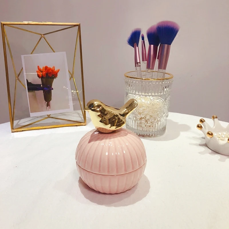 Новая модная розовая керамическая шкатулка для ювелирных изделий с сердечками