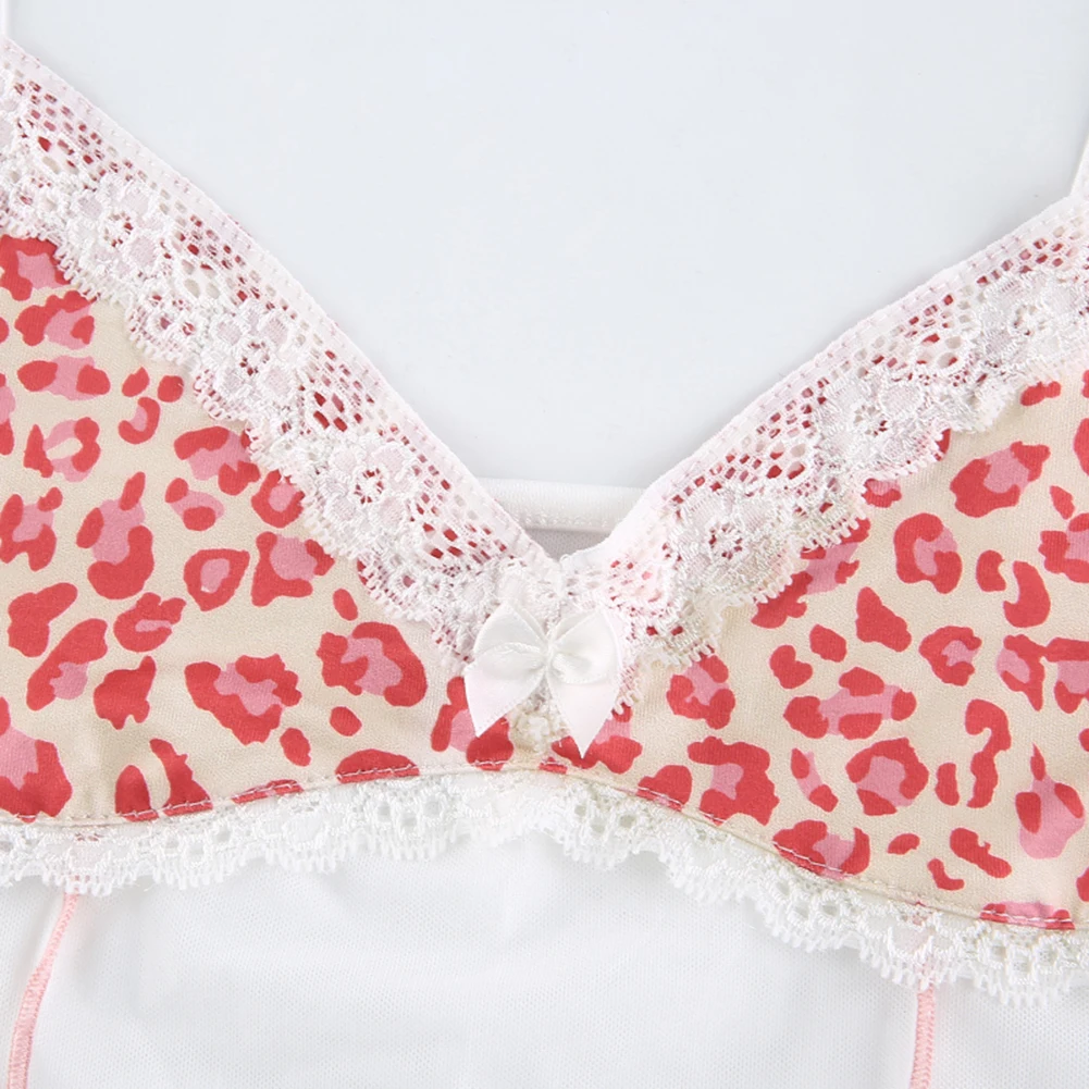 Женский топ с леопардовым принтом и бантом без рукавов|Топы| |