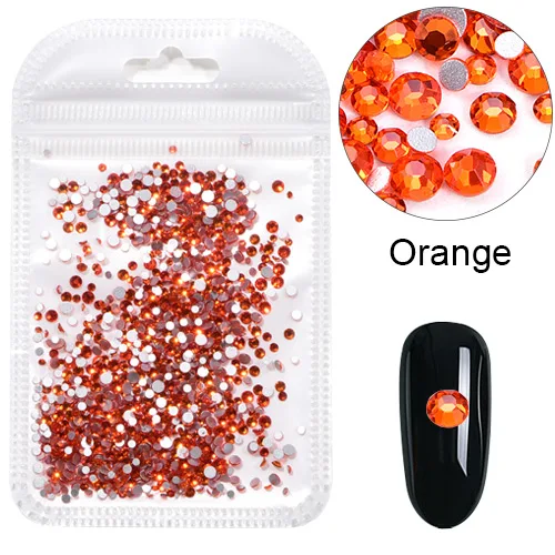Orange 1000 шт Смешанные Размеры SS3-SS12; обувь с блестящими стразами ab стеклянные стразы для дизайна ногтей Стразы Б ез исправлений ногтей Rhinestoens нейл-арта украшения H0248 - Цвет: Orange