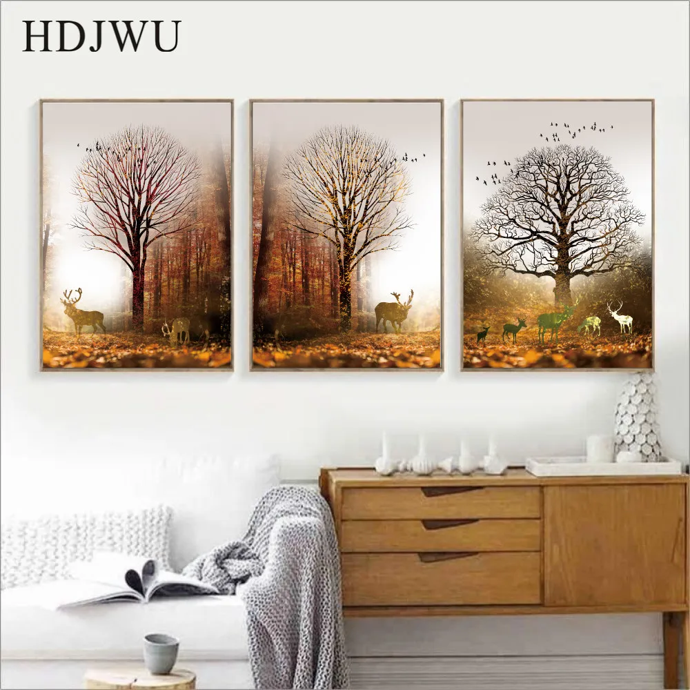 Простая Скандинавская Картина на холсте Настенная картина украшение для Триады