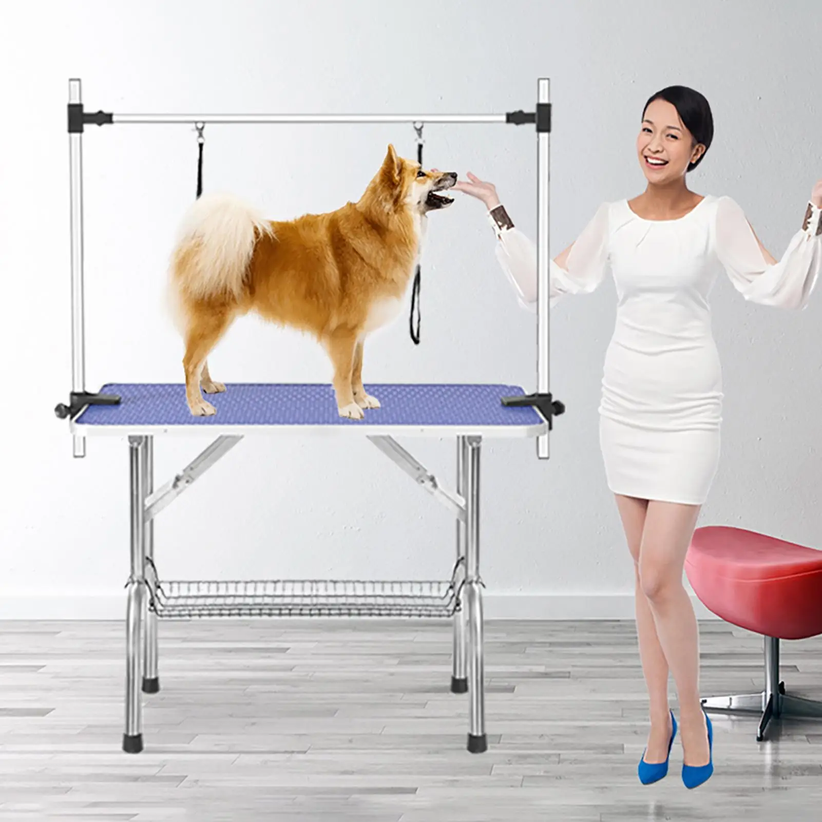 

46 дюймовый Уход за лошадьми стол для домашних животных собак и кошек с регулируемым рычагом и зажимы большой сверхпрочной животных Уход за ...