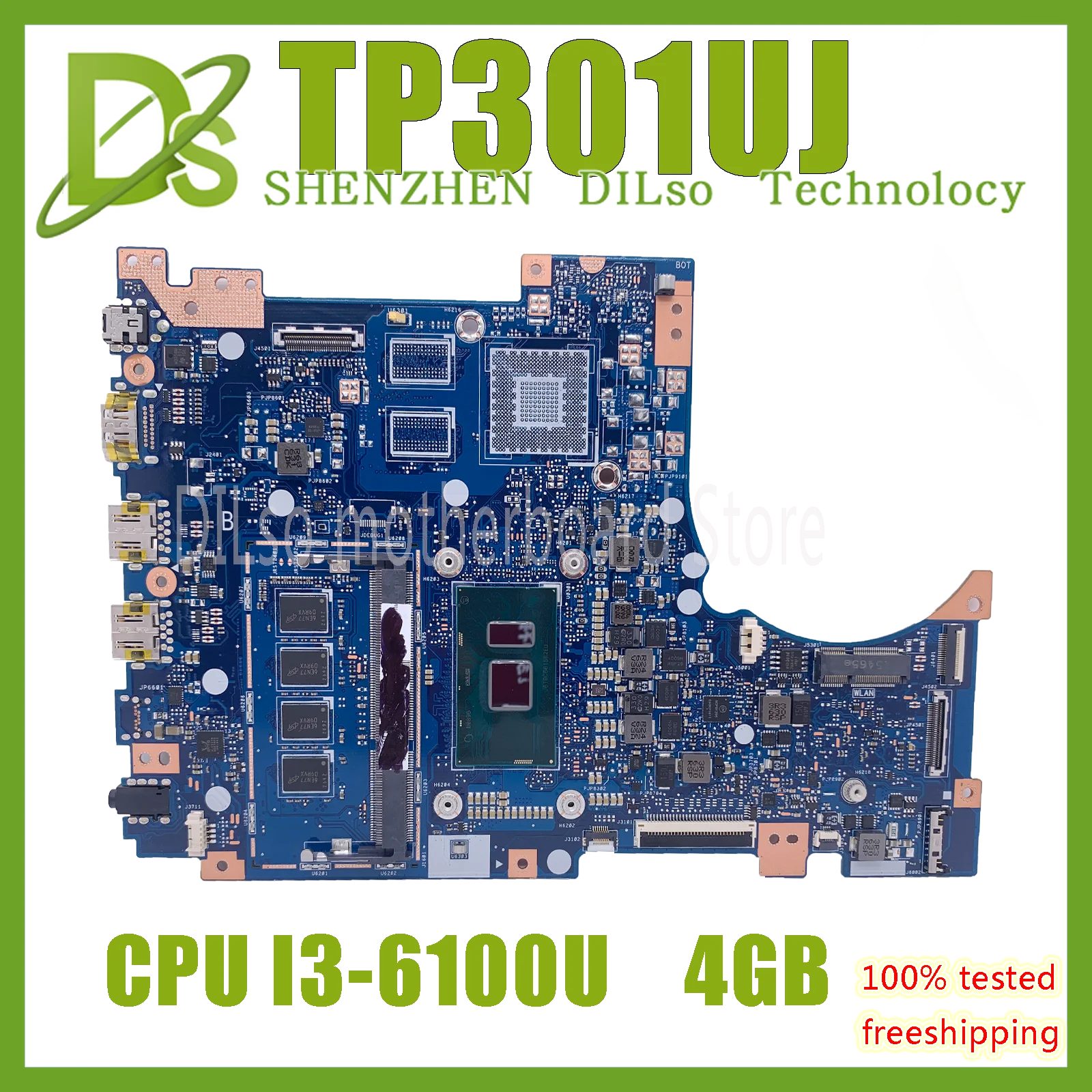 

KEFU TP301UJ Motherboard is Suitable For ASUS TP301U TP301UA Q303UA TP301UJ Notebook Motherboard I3-6100U 4GB 100% test OK