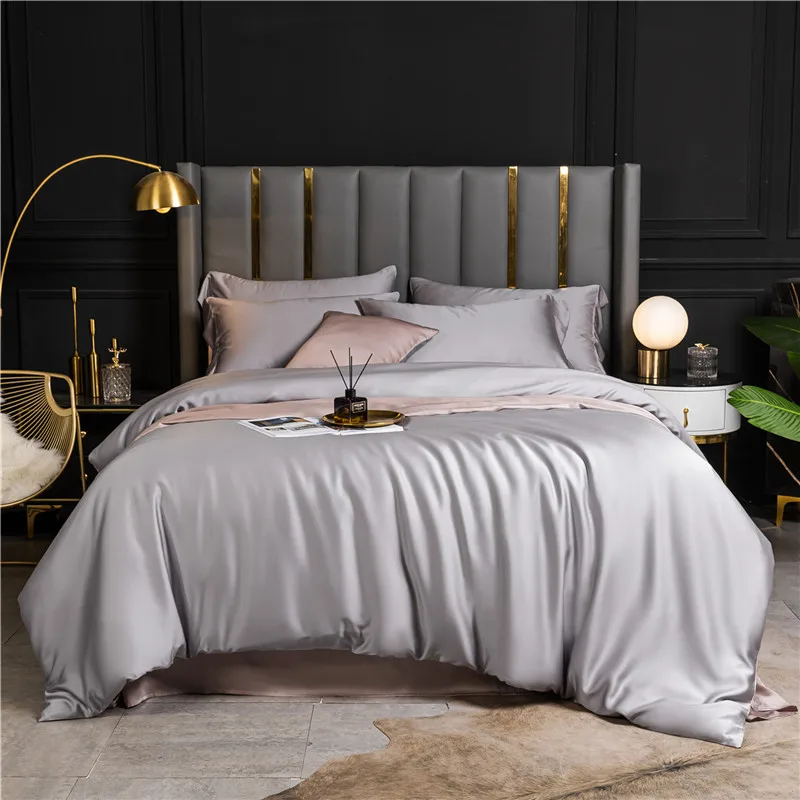 

Luxury Tencel Bedding Set Silk Healthy Skin Beauty Duvet Cover Set Flat Sheet Pillowcase Bed Set For Adult