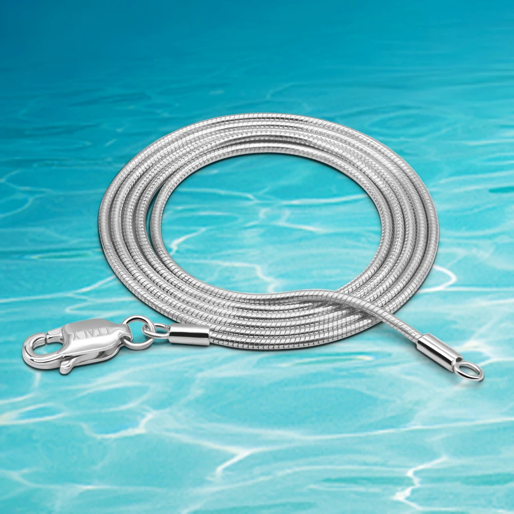 Реальные 925 пробы Серебряное ожерелье с кулоном цепи цепочка из змеиных костей.