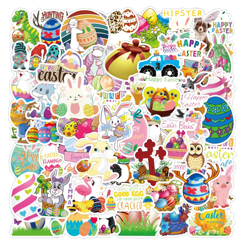 

10/30/50PCS New Easter Party Cartoon Funny Egg Graffiti Stickers Luggage Computer Water Cup Car Car Stickers Wholesale