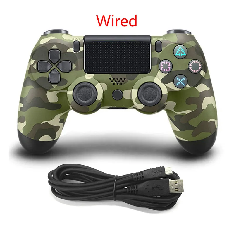 Wired Camo Green Bluetooth беспроводной/проводной джойстик для PS4 контроллер подходит для Mando ps4 консоль для Playstation Dualshock 4 геймпад для PS3 - Цвет: Wired Camo Green