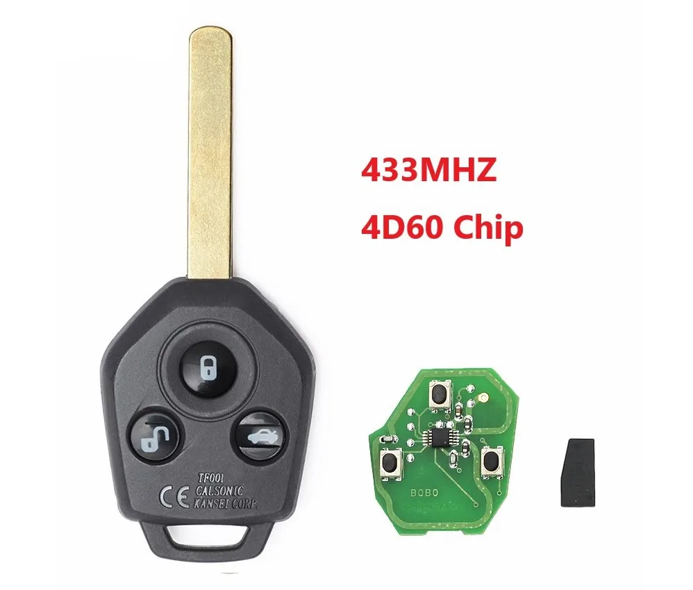 

3 Buttonts Remote Car Key 433MHz 4D60 Chip Uncut Blade for Subaru Outback / Forester 2011 2012