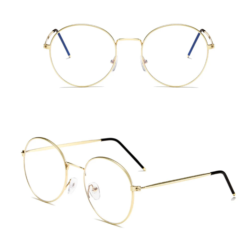 Винтаж ретро круглые металлические оправы очков Для женщин мужчин анти синий луч