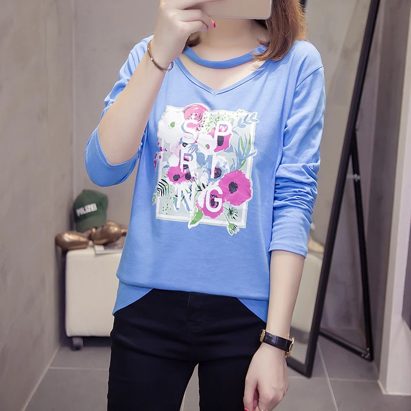Long Sleeve Top Women 2021 Summer Printed Oversized T-Shirt Female Harajuku Loose Casual Fashion Clothes Ropa Mujer