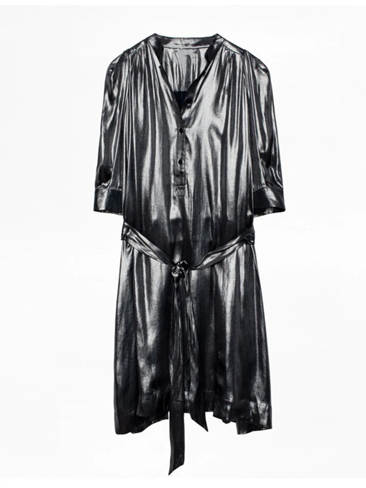 Женское мини платье с V образным вырезом и коротким рукавом|Женские платья| |