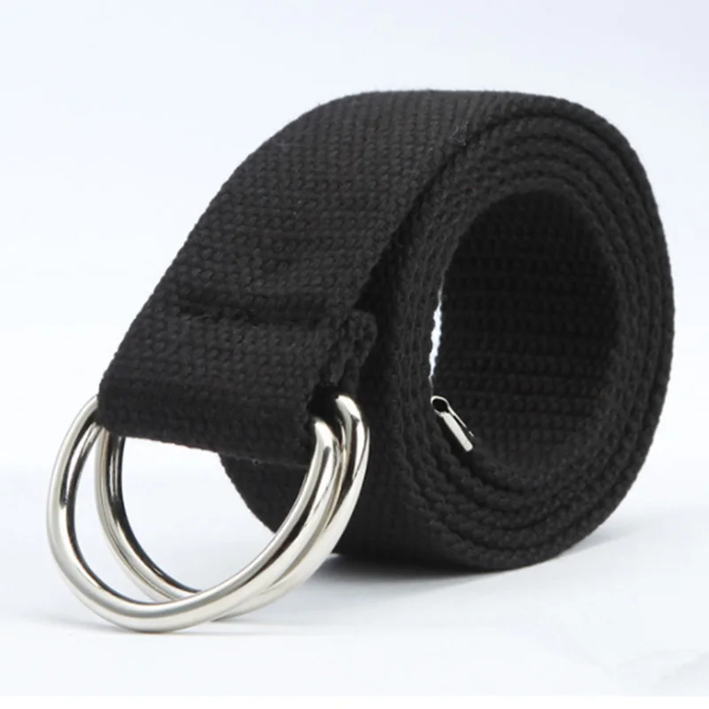 

New Casual Unisex Canvas Fabric Belt Strap D Ring Buckle Webbing Waist Band Casual Jeans Belt 5 Colors Cinturones Hombre