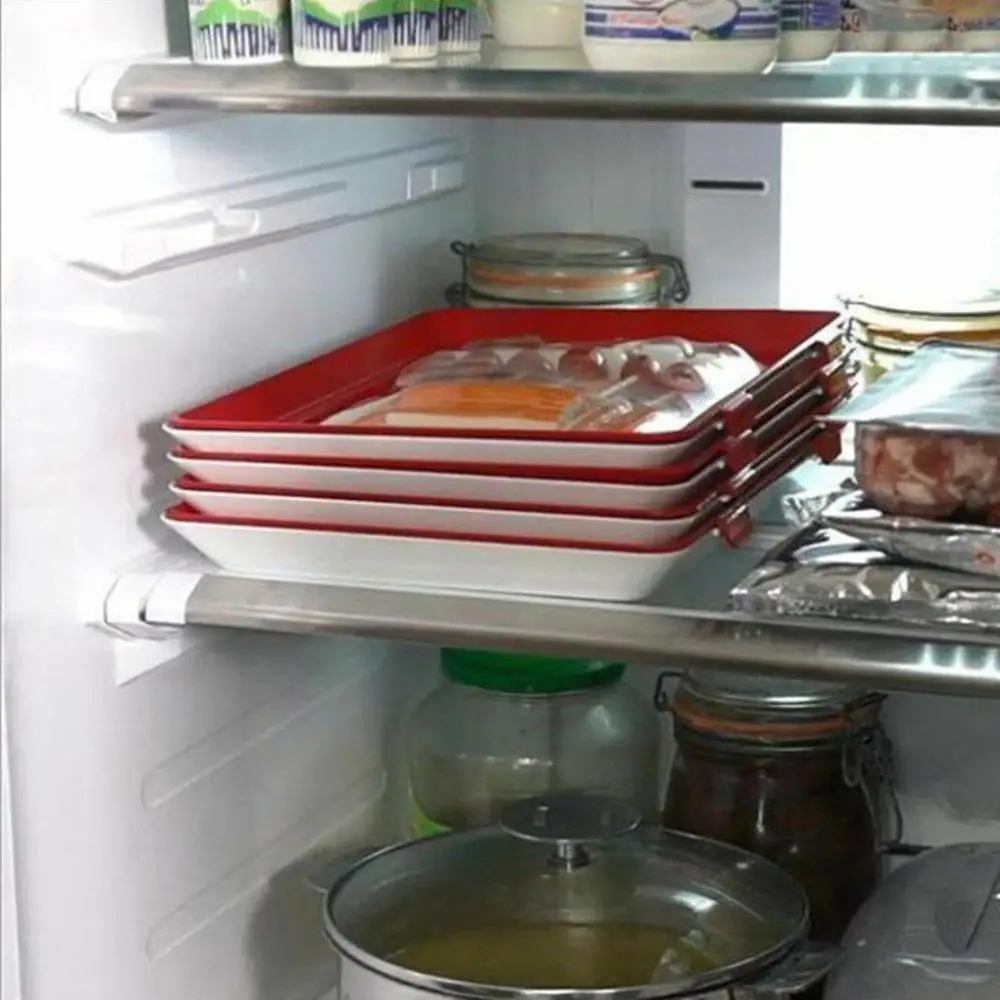 

4pcs/set Refrigerator Tray Food Seal Design Convenience Saving Space Easy To Wash