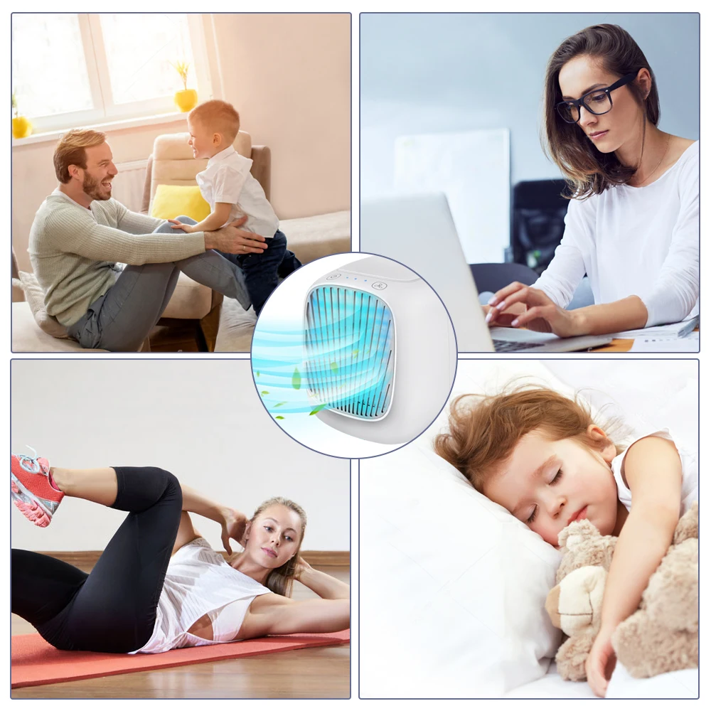 

Portable Air Conditioner Mobile Air Cooler 3 Speed Air Cooling Fan Mini Humidifier for Office Bedroom USB Air Conditioning