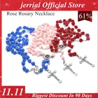 Новинка 2022, 5 стилей, ожерелье из смолы в виде розового креста, Дева Мария, Христос, католическая, христианвечерние молитва, красивый подарок