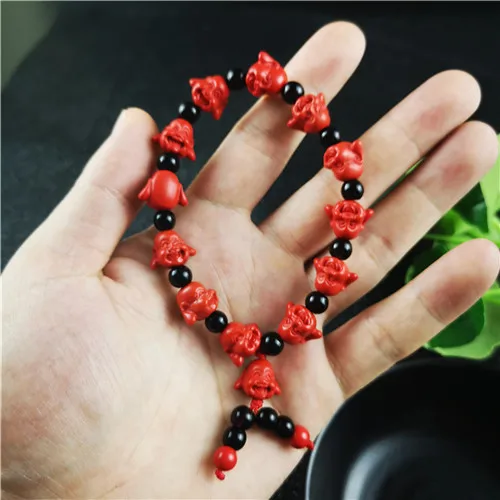Китайский красный Органическая киноварь Смеющийся Будда бусины эластичный
