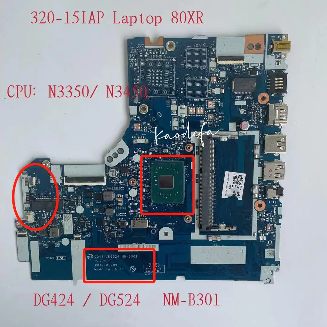 

Материнская плата NM-B301 для ноутбука Lenovo Ideapad 320-15IAP 80XR CPU:N3350 N3450 DDR3 FRU:5B20P20642 5B20P20644 5B20P20648