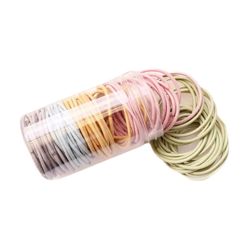 

100Pcs/Box Multicolor Elastic Hair Ties Seamless Rubber Band Ponytail Holder