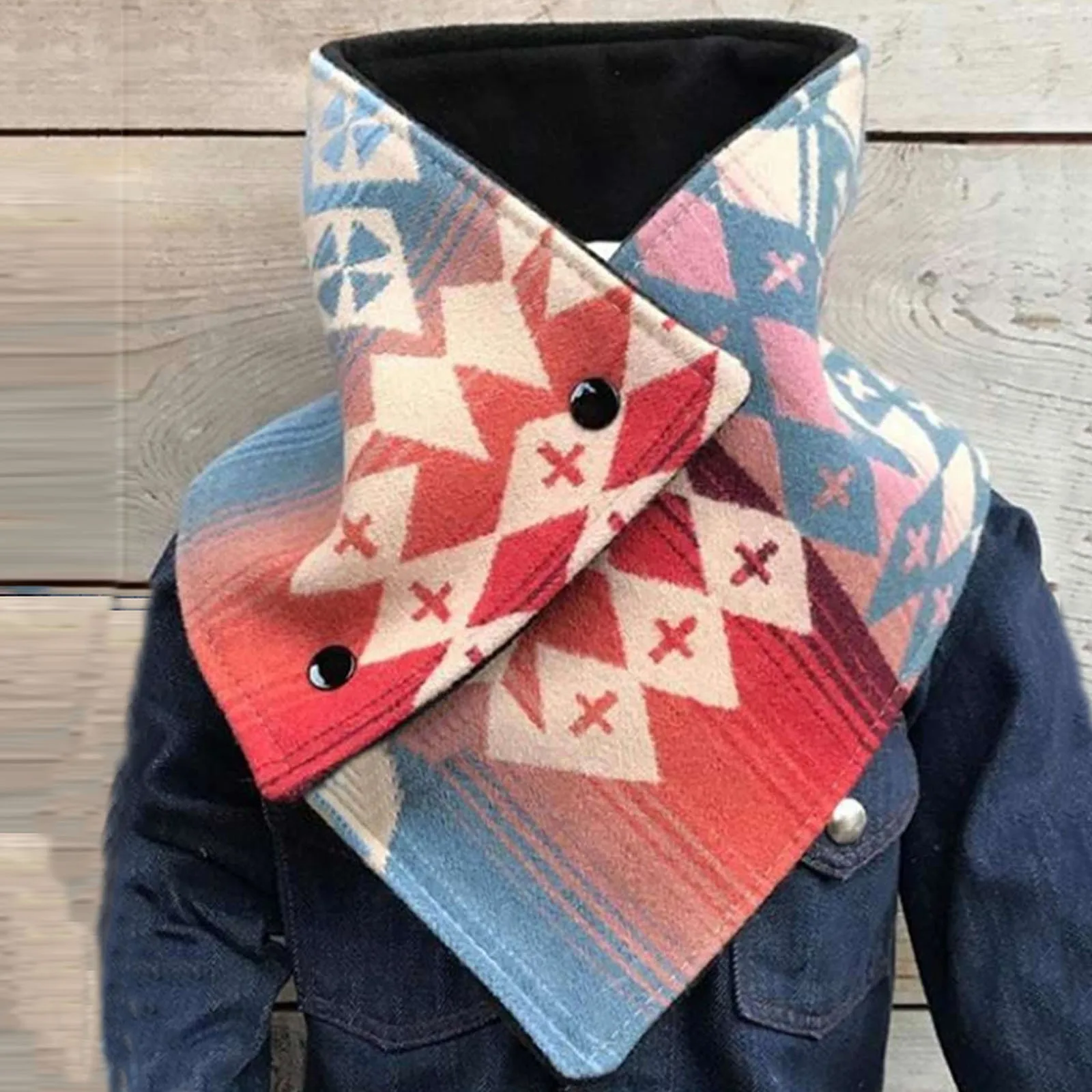 Женский однотонный шарф с принтом звезд ветрозащитный в стиле ретро графическим