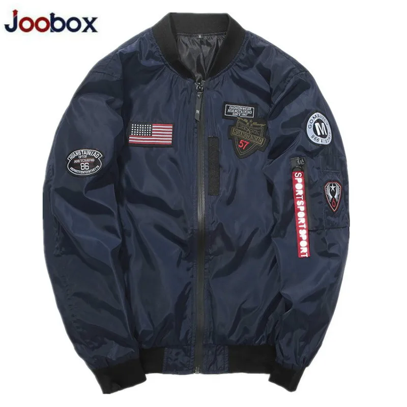 Мужская тонкая куртка бомбер на молнии с заплатками Повседневная ветровка