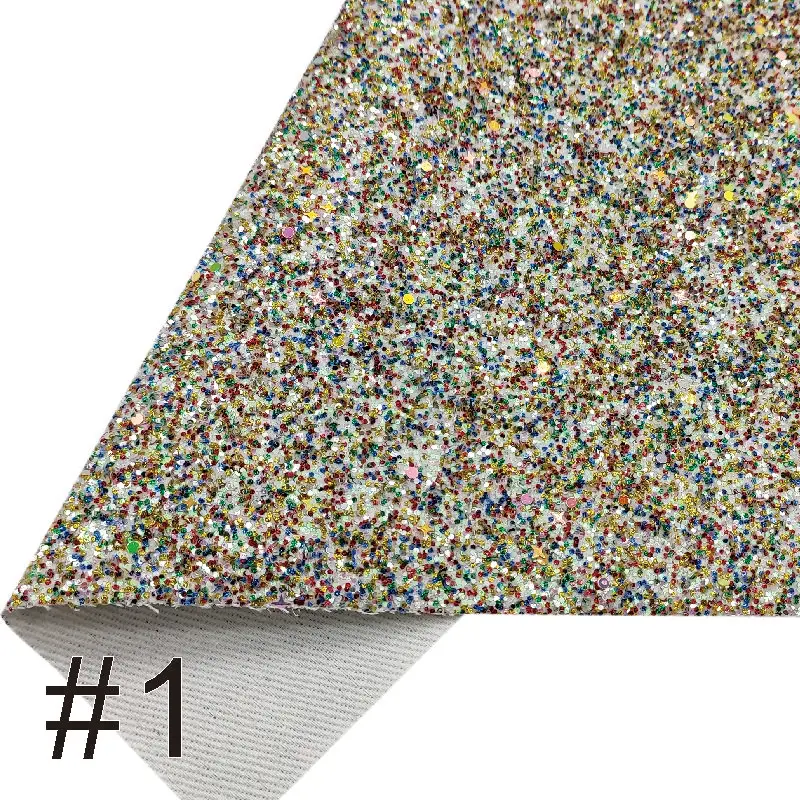 

A4 Size 8.2"*11.8" Sequins Chunky Glitter Faux Leather Vinyl DIY Hair Bows Sewing Bags Shoes Synthetic Leather Fabric For Bows