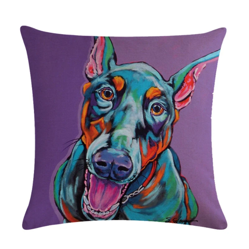 Оригинальная наволочка для подушки с собакой хлопковая льняная диванной