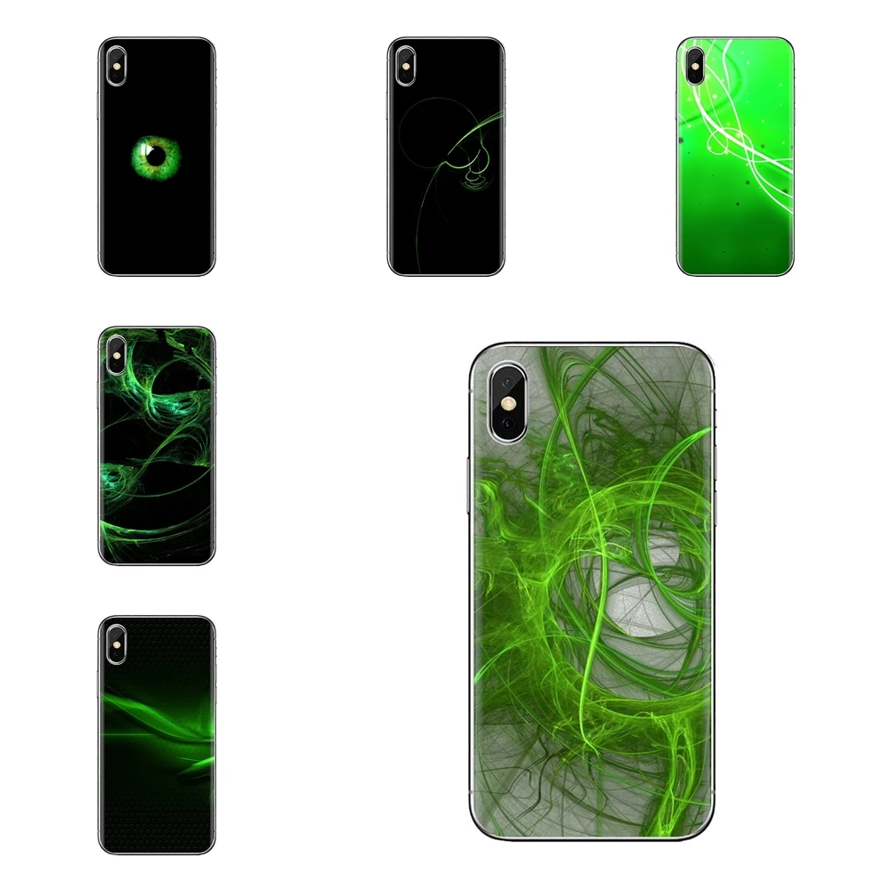 Черный и салатовый зеленый мягкий прозрачный чехол для iPhone XS Max XR X 4 4s 5 5S 5C SE 6 6S 7 8