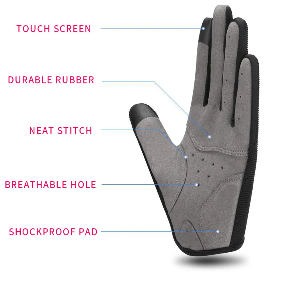 1Pair Windproof Cycling Gloves Winter Thermal Full Finger Touch Screen for Running Autumn Bike Clothing | Спорт и развлечения