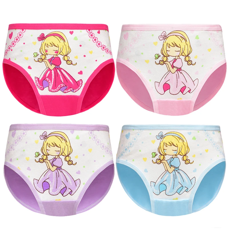 4pcs/lot Children's Girls Panties - Cotton, New Fashion Cartoon Print Girls Briefs, Boxer Underwear, Training Pants, Children's Underpants image 5