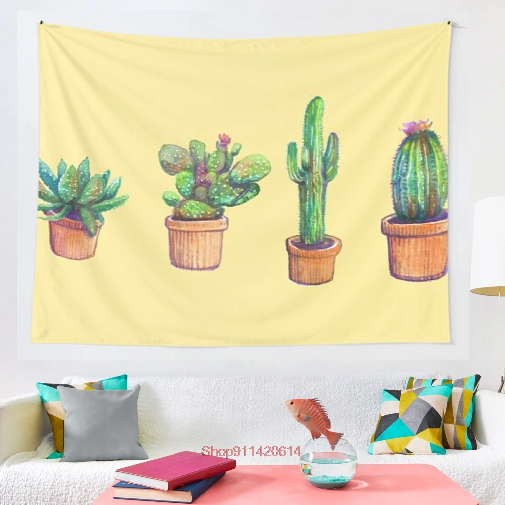 

Гобелен С КАКТУСОМ на желтом фоне, гобелен в стиле хиппи, настенный подвесной гобелен для гостиной, спальни, домашний декор Tapiz