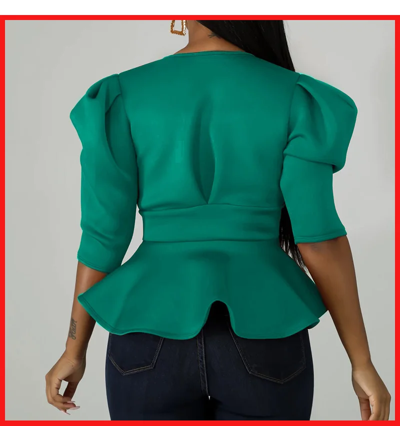 Stigende Half Sleeve Sexy Deep V Neck Bow Blouse Women Summer Casual Solid Color Ruffle Blouse Elegant Bandage Crop Blouse Top