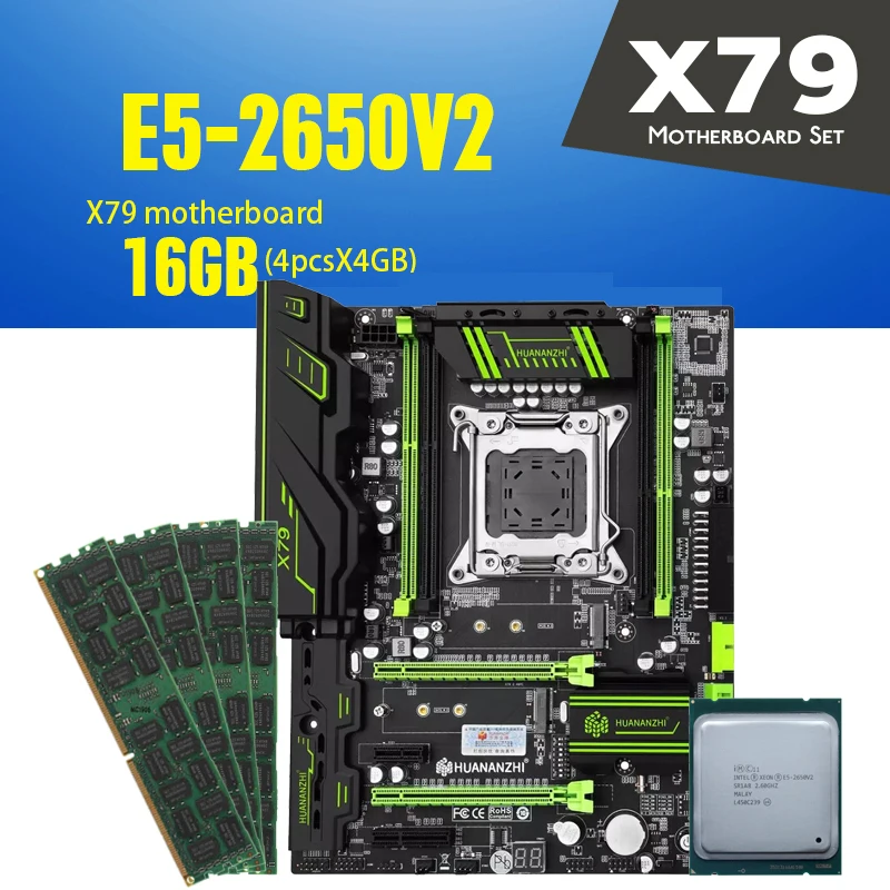 Материнская плата qiyida X79 Intel + процессор Xeon E5 2011 V2 Оперативная память 4x4 ГБ DDR3 2650