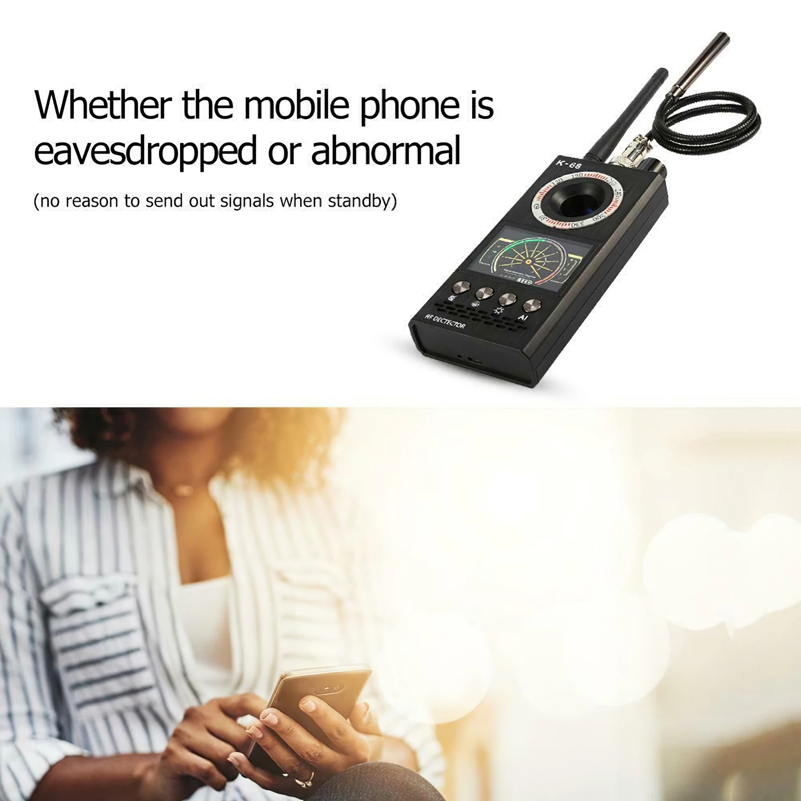 

K68 Multifunctional Anti Spy Detector Hidden Camera Detector RF Signal Wireless Bug GPS Alarm Scanner Safety Hotel Camera Finder