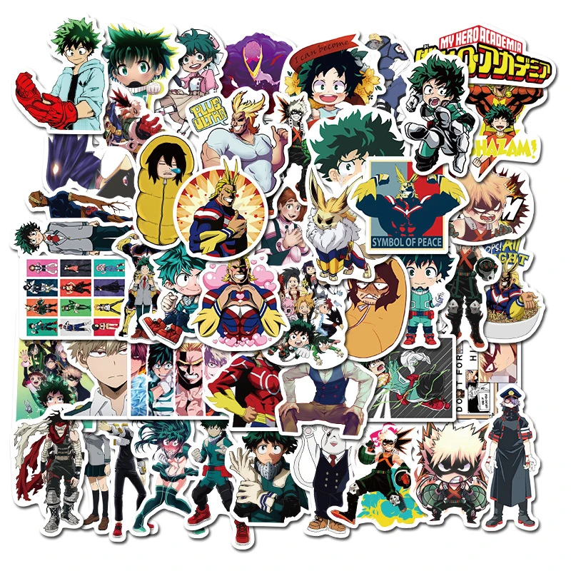 

10/30/50Pcs My Hero Academia Japan Anime Stickers Skateboard Izuku Midoriya Laptop Might Boku No Hero Academia Character Decals