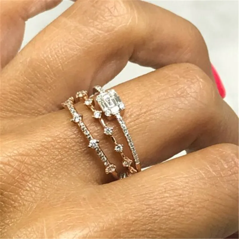 

0.12 CT 10K Rose Gold Natural 8 Round Diamonds Thin Dainty Minimalist Band Ring