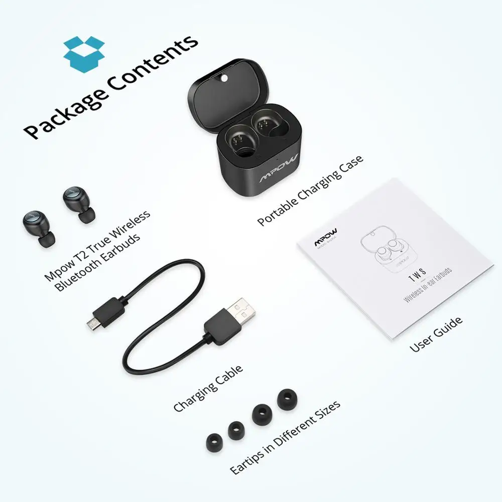 Mpow T2 Bluetooth 5 0 беспроводные наушники настоящие в ухо стерео для iPhone 11/7 Xiaomi|Наушники