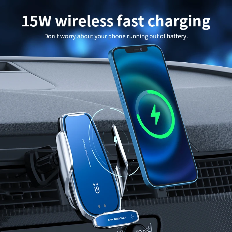 magic clip car phone holder wireless charger built in battery automatic opening and closing infrared sensor car mount for iphone free global shipping