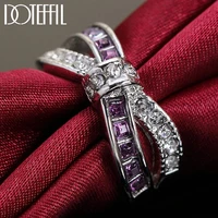 doteffil 925 sterling silver aaa zircon purpleredblue six colors crystal ring for women fashion wedding party charm jewelry