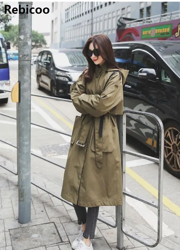 Женский свободный тренчкот с большими карманами Повседневная ветровка большого