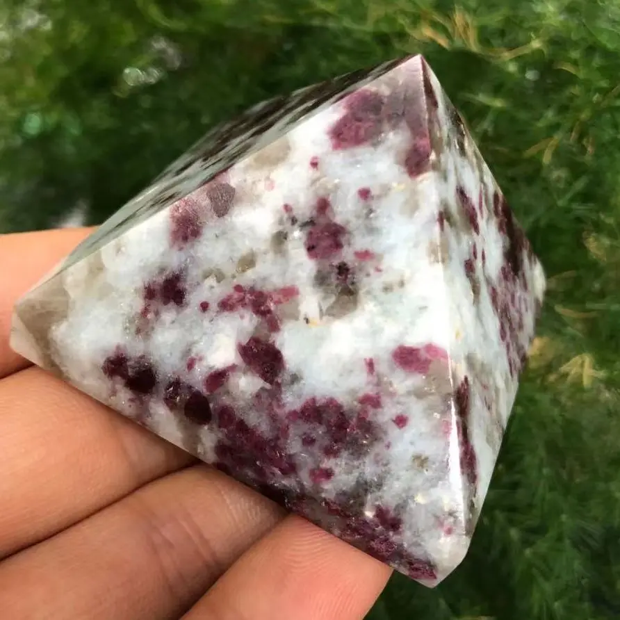 

Natural Crystal Plum Tourmaline Pyramid Reiki Home Decoration 4-4.5cm