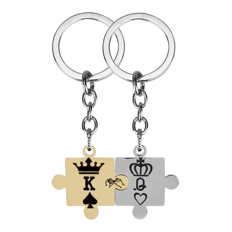 Для кровати King/Queen брелоки для пар Нержавеющая сталь надписи головоломки ключ