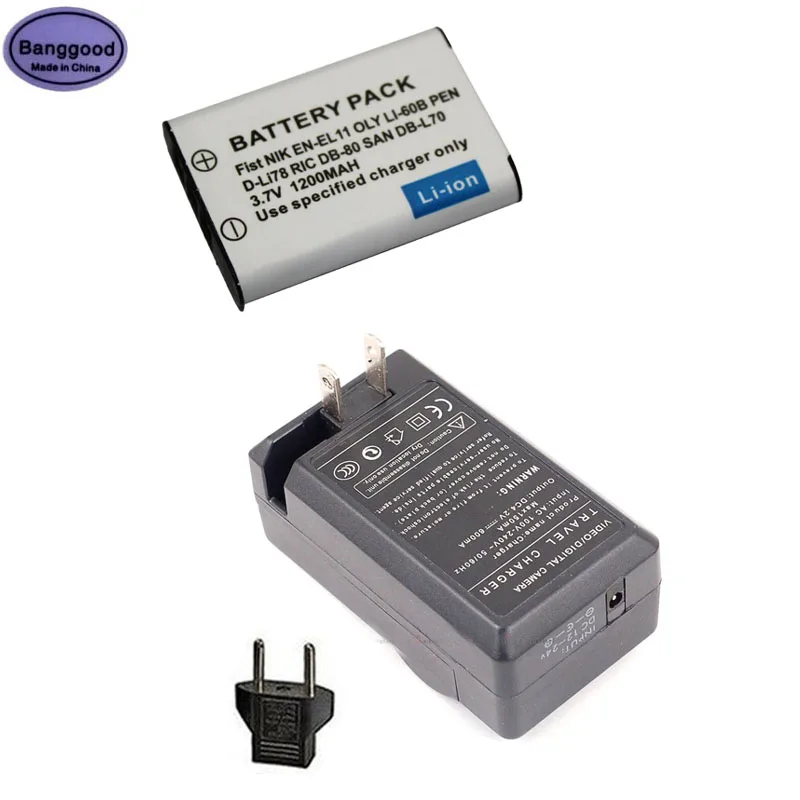 3 7 V 1200 мА/ч EN EL11 ENEL11 LI 60B D Li78 Камера Батарея + AC Зарядное устройство для Nikon D40 Coolpix S550