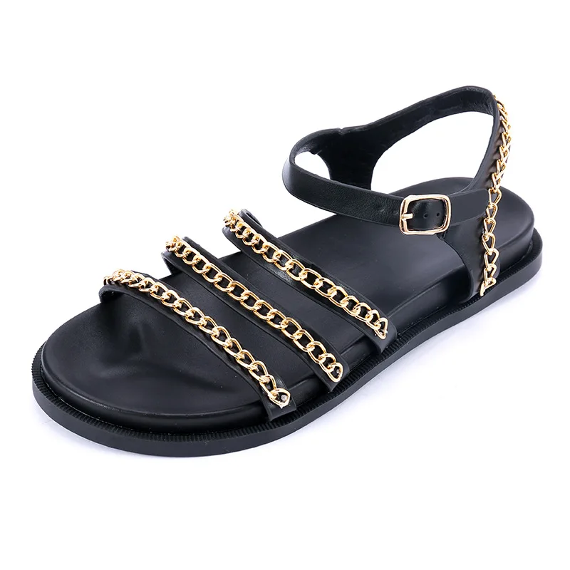 

Roman Sandals Open Toe Low-Heeled Shoes With Strap 2021 Summer Buckle All-Match Suit Female Beige Gladiator Peep Low-heeled Girl