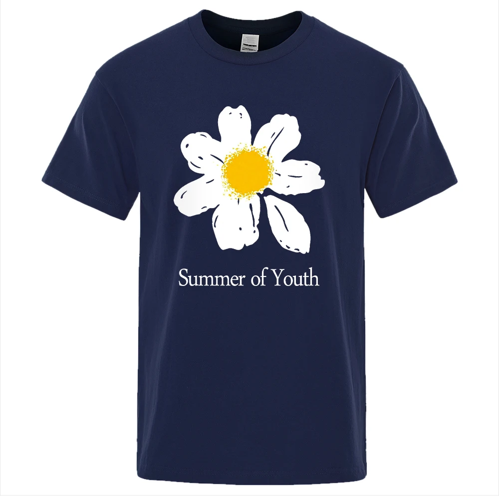 

Small White Daisies Printing Man Tee Shirts Breathable Fashion Clothing Short Sleeved Tee Shirt Male Oversized S-XXXL T-shirt