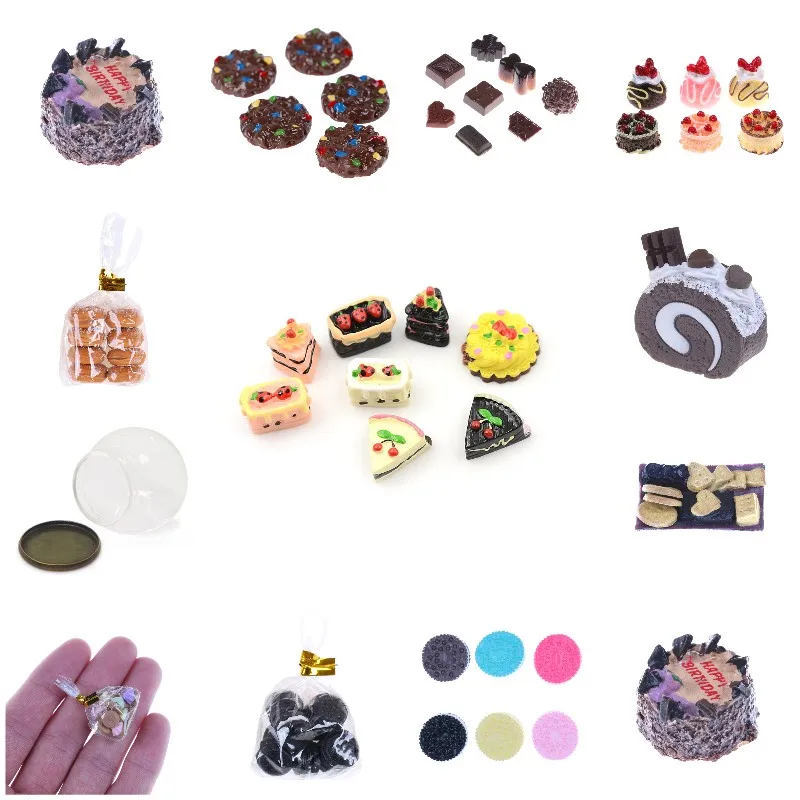 

Mini Play Toy Fruit Food Cake Candy Fruits For Dolls Accessories Kitchen Play Toys Biscuits Dessert Cookies Chocolate Glass Can