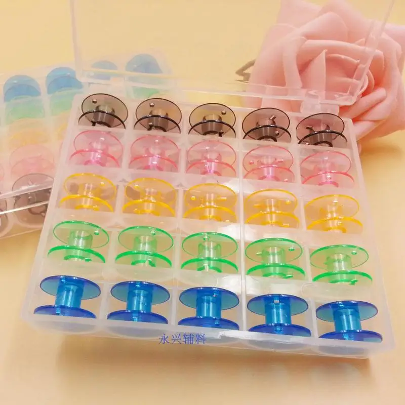 25 шт./компл. набор шпулек яркие пластиковые прозрачные аксессуары для швейной