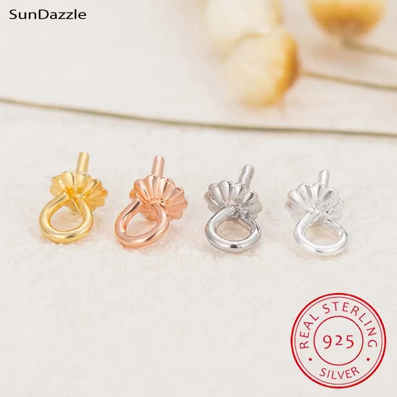 

10pcs Genuine Real Pure Solid 925 Sterling Plain Silver Rose Gold Bead Cap Connectors for Pendants Cap Jewelry Findings
