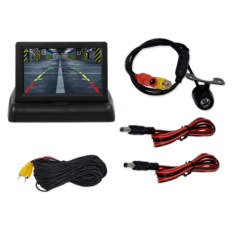 4," Автомобильный монитор TFT lcd Автомобильная камера заднего вида парковочная система заднего вида для резервной камеры поддержка VCD DVD обратное изображение назад