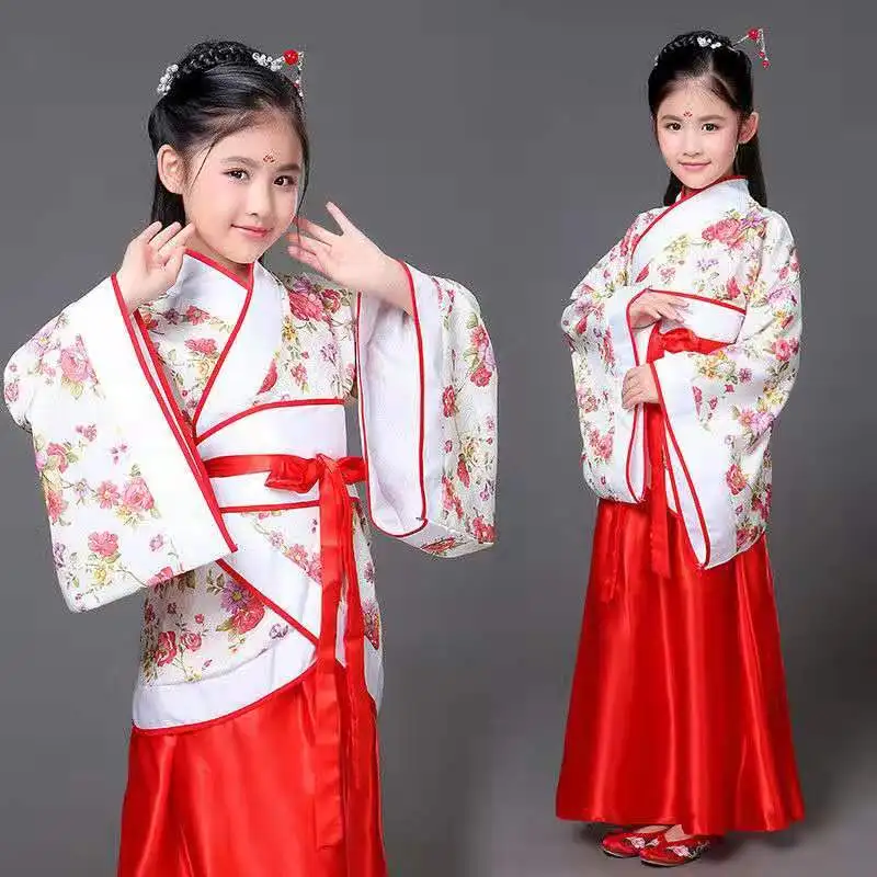Red White Traditional Hanfu Cosplay Clothing Tang Dynasty Empress Dress Women Chinese Ancient Costume Chinese Outfit for Kids