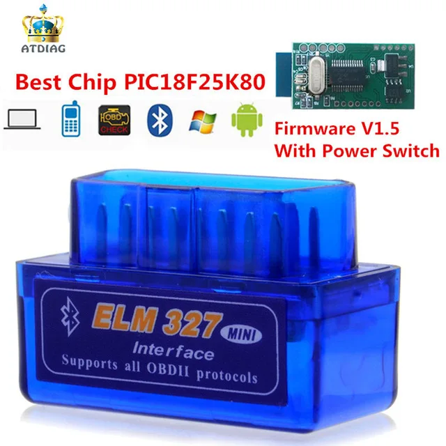 10 шт. OBD сканер OBD2 ELM327 прошивка V1.5 чип PIC18F25K80 беспроводной для Android или iOS ELM 327